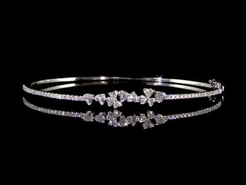 18k White Gold Cluster Diamond Bangle