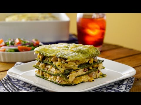 Lasaña de chile poblano con pollo