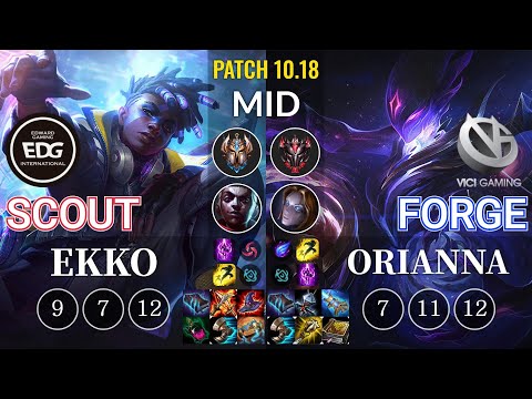 EDG Scout Ekko vs VG Forge Orianna Mid - KR Patch 10.18