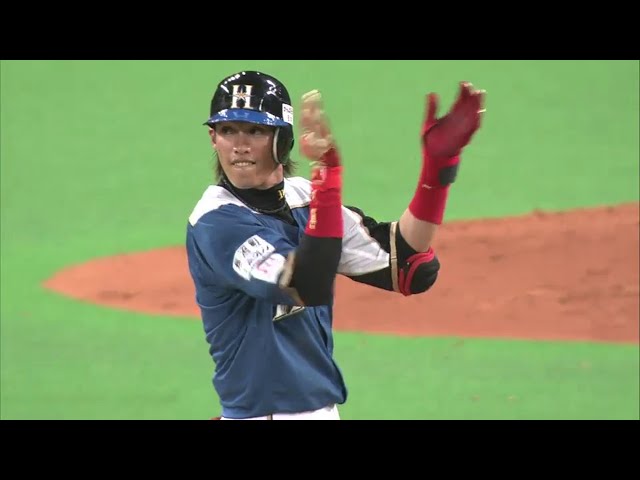 6回裏 ファイターズ・陽がフェンス直撃のタイムリー2塁打を放ち同点に追いつく!! 2014/7/11 F-H