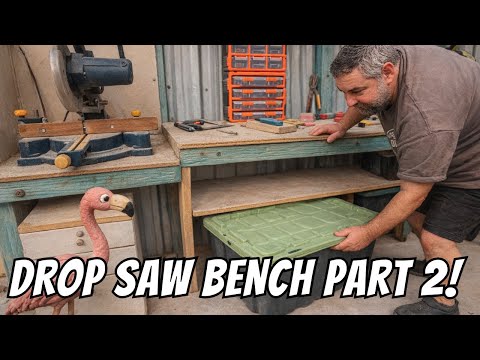 Drop Saw Bench Upgrades  Rolling Scrap Bins + Tote Shelf