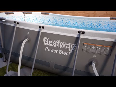 Bestway 14 x 8 x 39.5 Above Ground Pool Setup on Synthetic Grass