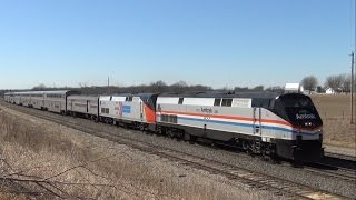 preview picture of video 'Amtrak Heritage units 822 and 156 lead the Southwest Chief - Baring, MO 3/15/14'