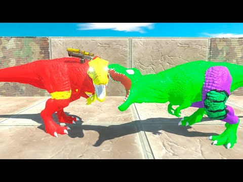 IRON MAN vs HULK T REX DEATHRUN - Animal Revolt Battle Simulator