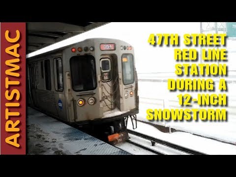 47th Steet CTA Red Line Station During 12-Inch Snowstorm