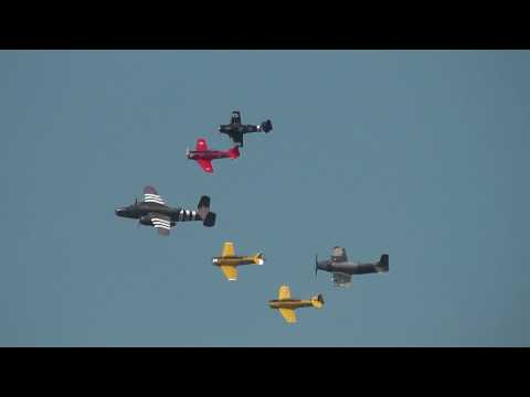 B-25 Warbird and WW2 formation flyby Abbotsford Airshow 50th 2012 .MTS