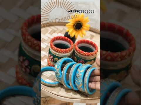 Blue kundan thread bangles, round