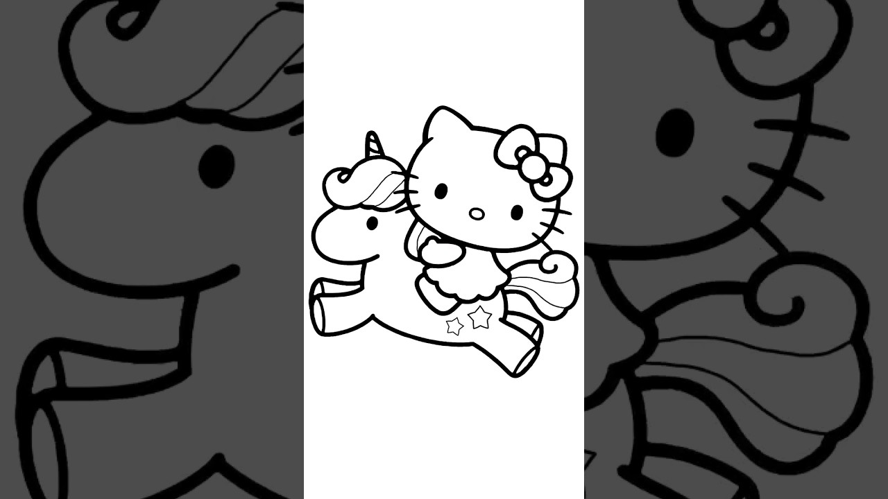 Coloring Hello Kitty With Unicorn 🐱🦄 #shorts #coloring #hellokitty #kidsartplay