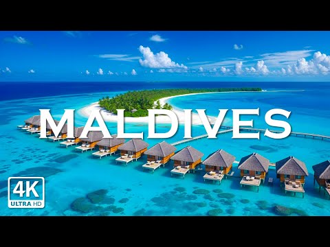 FLYING OVER MALDIVES (4K UHD) -  Soothing Music Along With Beautiful Nature Video -4K Video Ultra HD