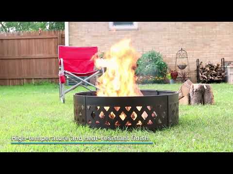 36 Inch Round Steel Wood Burning Fire Pit W/Crossweave Cutout By Ultimate Patio Overview