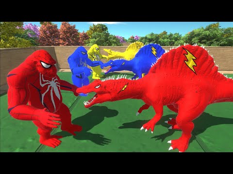 COLORED SPINOSAURUS DEATH RUN - ANIMAL REVOLT BATTLE SIMULATOR || tauPlays sims eps97
