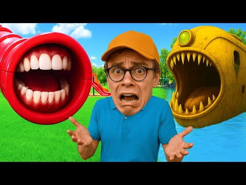 SLIDE EATER vs BUS EATER vs TRAIN EATER! SLIDE EATER EAT  SLEEPY| SCARY MOMENTS