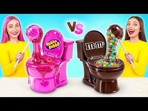 Bubble Gum vs Chocolate Food Challenge | Edible Battle by Super Hyper DO
