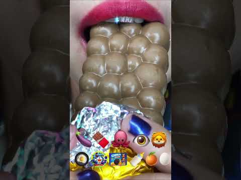 asmr SWEET BUBBLY CHOCOLATE PURPLE JELLY eating sounds #shorts