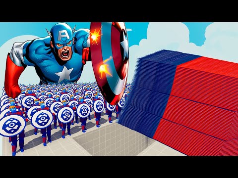 100x CAPTAIN AMERICA + 1x GIANT vs 3 EVERY GOD - Totally Accurate Battle Simulator TABS