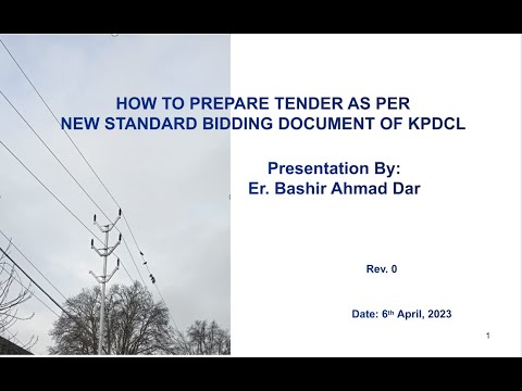 How to prepare a tender as per new Standard Bidding Document (SBD) of KPDCL
