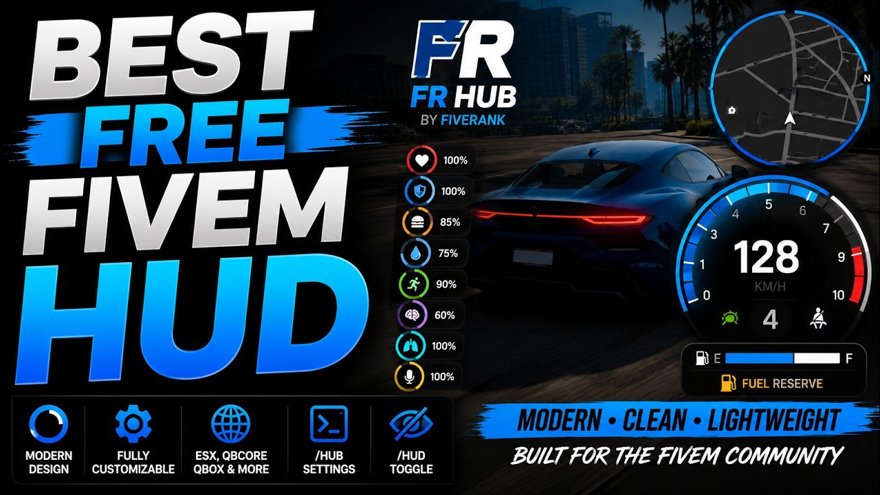 图片[2]|[免费]FR HUB-现代且完全可定制的HUD | ESX | QBCore | QBox |独立|FiveM插件网