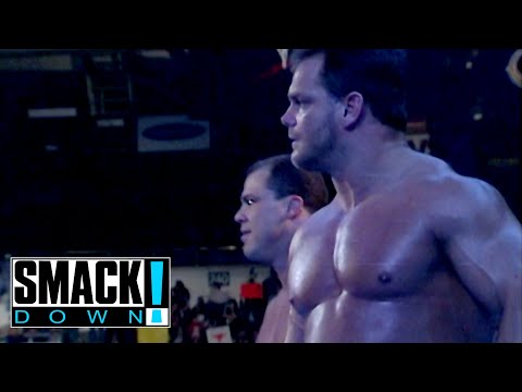 The Rock w/ Debra Vs Chris Benoit & Kurt Angle (Vince McMahon on Commentary) Part 1 - SMACKDOWN!