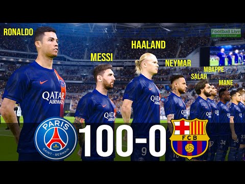 What if Ronaldo Messi Haaland Neymar Salah Mbappe Mane Lautaro Benzema play together PSG vs FCB |PES