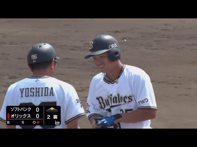【ファーム】バファローズ・西村が左中間へ先制の2点タイムリーヒットを放つ!! 2020/8/23 B-H(ファーム)