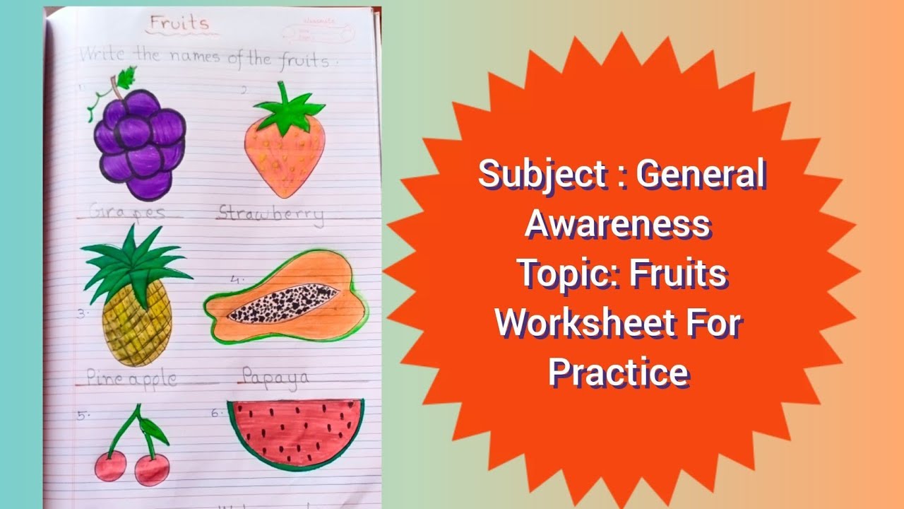 General Awareness  /Fruit    Worksheet For Practice#Welcome You To Nidhi's Tutorial
