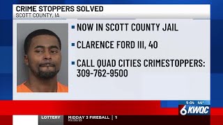 Crime Stoppers Solved: Warrant served for man wanted in Scott County
