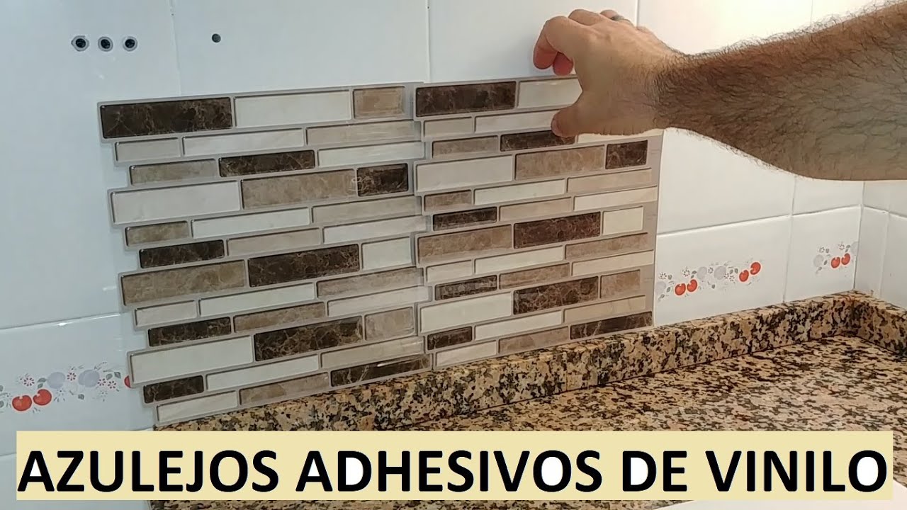 BALDOSAS VINILO EN COCINA Y PINTADO CENEFA - VINYL ADHESIVE TILES - AZULEJOS ADHESIVOS VINILO