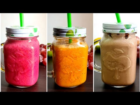 Smoothies 3 Ways|Grape banana Smoothie|Pappaya Passion Fruit Smoothie|Apple Choco Smoothie