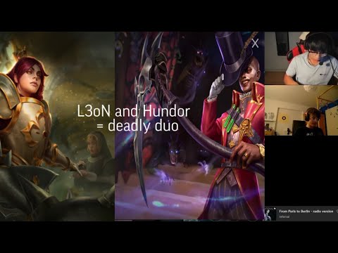 L3oN and Hundor playing together on the 3v3 map. Grace+Baptiste combo