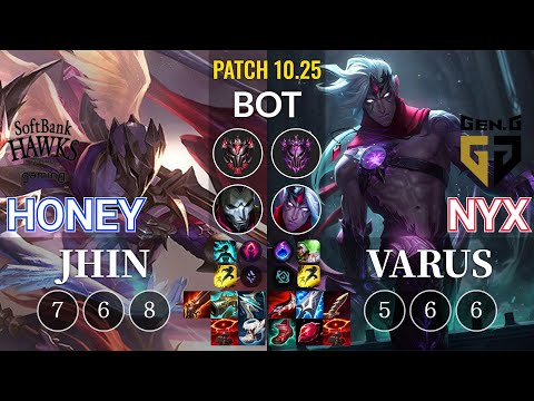 SHG Honey Jhin vs GEN Nyx Varus Bot - KR Patch 10.25