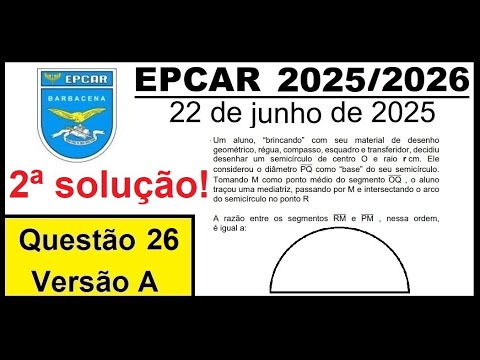 EPCAr 2025/2026 - Question 26 (Solution 2) - Version A - Semicircle with radius r and the bisecto...