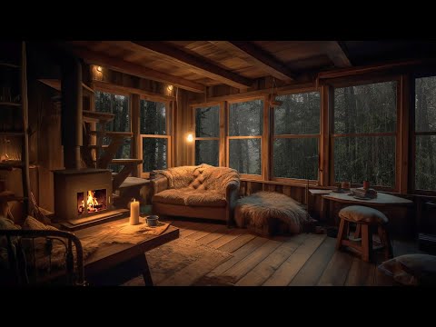 Peaceful Treehouse | Rainfall, Soothing Thunder & Crackling Fire for Sleep and Focus  | 8 Hours