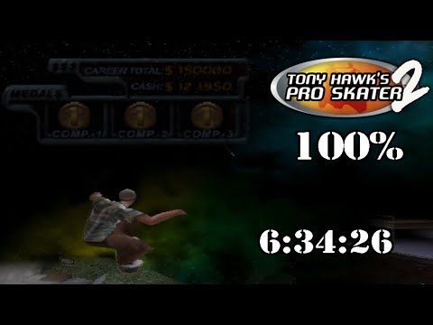 Tony Hawk's Pro Skater 2 100% Speedrun in 6:34:26 [WR 3/20/22]