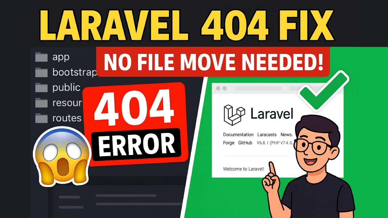 Fix Laravel 404 Error After Hosting (No Public Folder Move!)