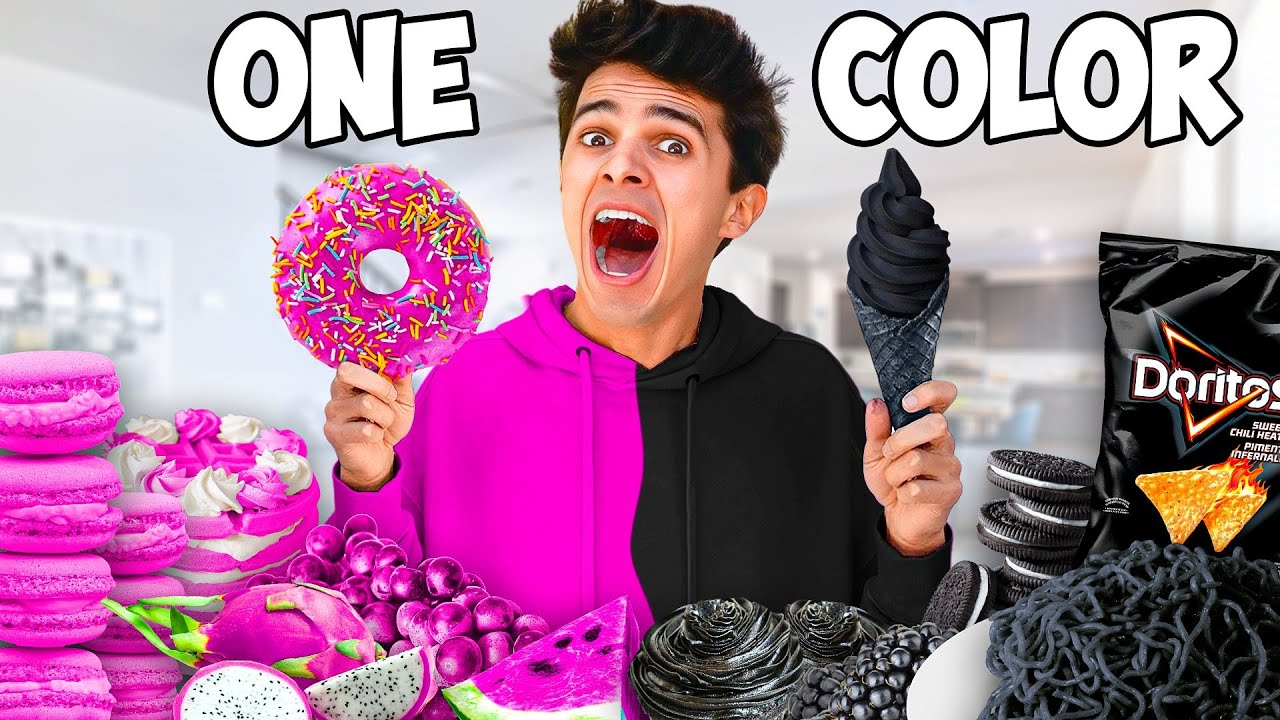 Eating Only ONE Color of Food for 100 Hours! (Black VS Pink)