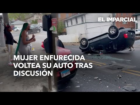 Enraged woman flips her car after argument at a gas station