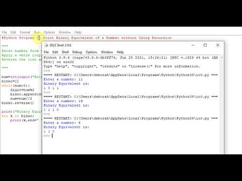 Python Program To Print Binary Equivalent Of A Number Without Using Recursion