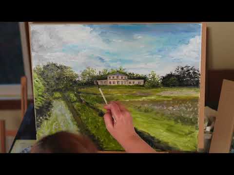 Yelena paints Rosendals Garden