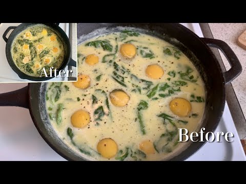 Creamy Baked Eggs Recipe || Spinach and Parmesan cheese