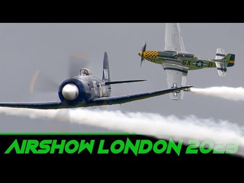 War Bird Aerobatics Hawker Sea Fury and P-51 Mustang - 2023 Airshow London (3D Binaural Audio)🎧