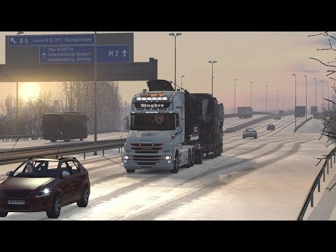 ETS2 Scania T + ProMods + RGM + Heavy Winter: Derry (GB) - Manchester (GB)