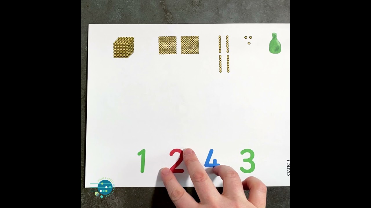 Montessori Math 4-Digit Golden Bead Division with Large Cards
