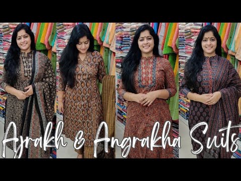 Ajrakh Printed & Angrakha Salwar Suits, Printed Top Bottom Set @TrendzAlappuzha
