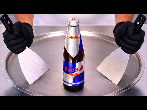 Bottled Red Bull — Ice Cream Rolls | Satisfying Visual ASMR