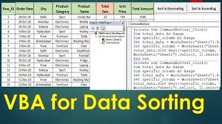 VBA to Sort Data in Excel - Excel VBA Tutorial