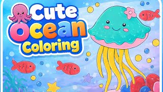 🎨 Easy Jellyfish Coloring Page for Kids | Learn Colors Underwater Fun!