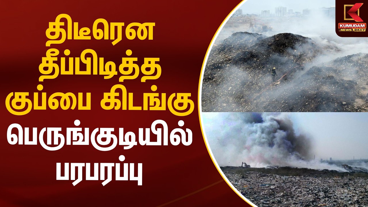 திடீரென தீப்பிடித்த குப்பை கிடங்கு.. பெருங்குடியில் பரபரப்பு | Perungudi Garbage Dumpyard | Chennai