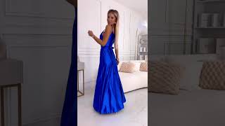 Královsky modré saténové šaty "Juliet" na tenká ramínka