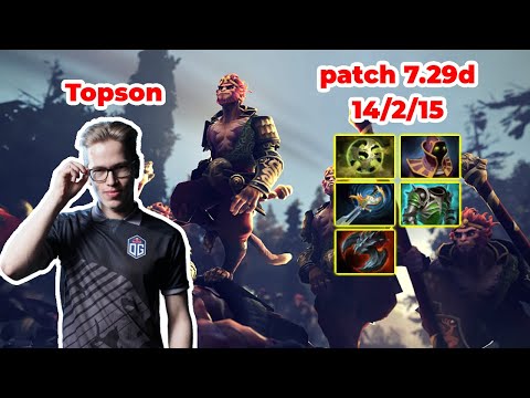 Topson Monkey King Mid - DOTA 2 7.29d - MMR rank - Dota2 Gameplay [Learn To PRO dota2]