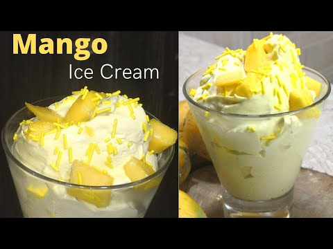 Mango Ice Cream Recipe - Homemade Ice Cream (Less Ingredients) | Ice Cream By Abgina Kitchen